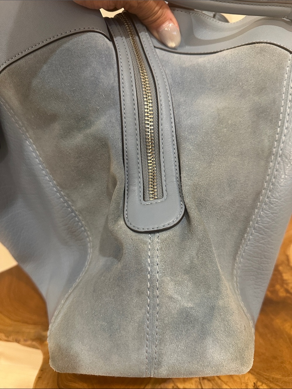 Coach Lexy Powder Blue Leather & Suede Shoulder Bag With Hangtag - Picture 11 of 14